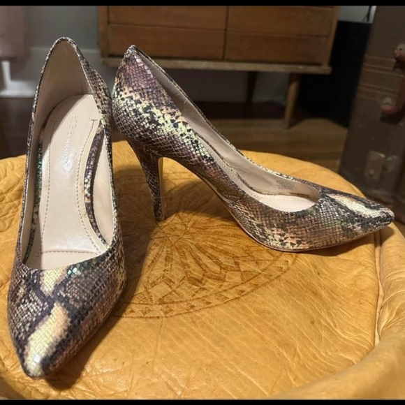 BCBGeneration Iridescent Snake Print Heels - Picture 1 of 7